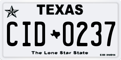 TX license plate CID0237