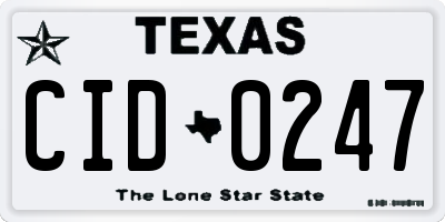 TX license plate CID0247
