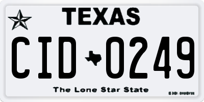 TX license plate CID0249