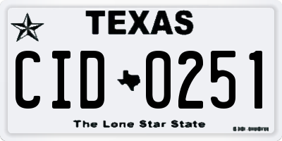 TX license plate CID0251