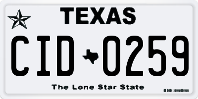 TX license plate CID0259