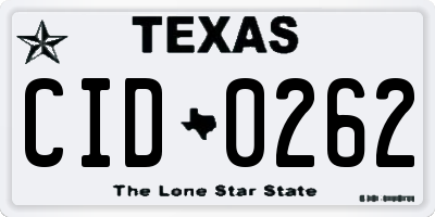 TX license plate CID0262