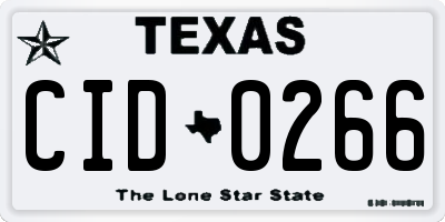 TX license plate CID0266