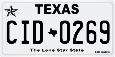 TX license plate CID0269