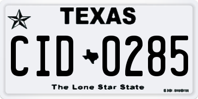 TX license plate CID0285