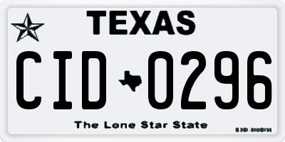 TX license plate CID0296