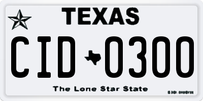 TX license plate CID0300