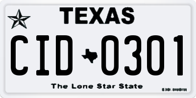 TX license plate CID0301