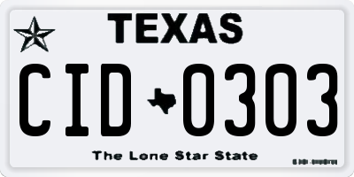 TX license plate CID0303