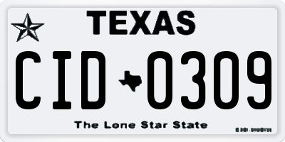 TX license plate CID0309