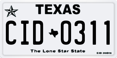 TX license plate CID0311
