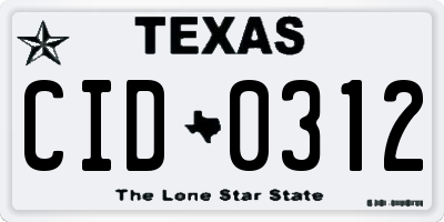 TX license plate CID0312