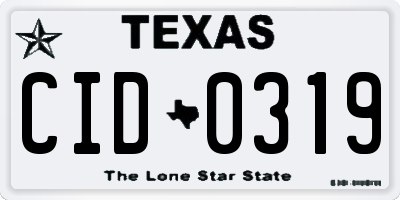 TX license plate CID0319