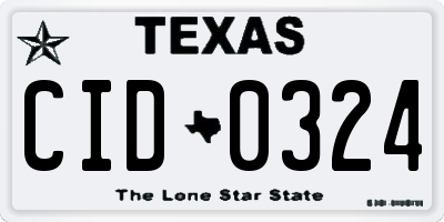 TX license plate CID0324