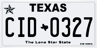 TX license plate CID0327