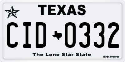 TX license plate CID0332