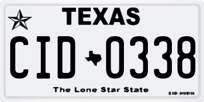 TX license plate CID0338