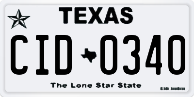 TX license plate CID0340