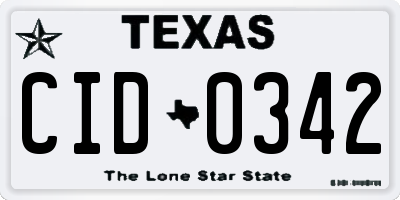 TX license plate CID0342