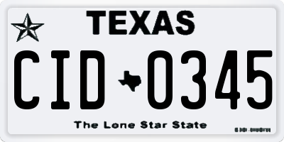 TX license plate CID0345