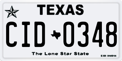 TX license plate CID0348