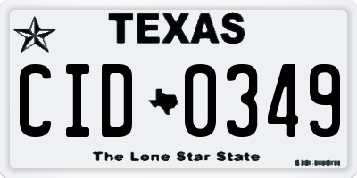 TX license plate CID0349