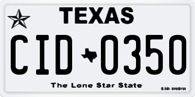 TX license plate CID0350