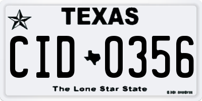 TX license plate CID0356