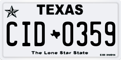 TX license plate CID0359