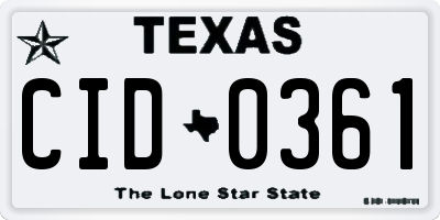 TX license plate CID0361