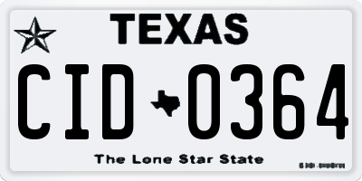 TX license plate CID0364