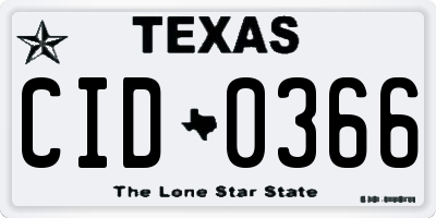 TX license plate CID0366