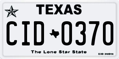 TX license plate CID0370