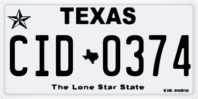 TX license plate CID0374