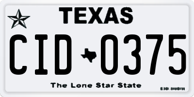 TX license plate CID0375
