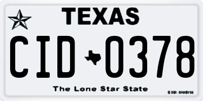 TX license plate CID0378
