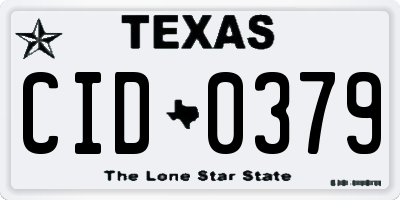 TX license plate CID0379
