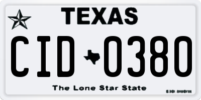 TX license plate CID0380