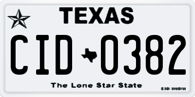 TX license plate CID0382
