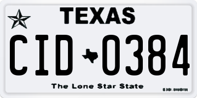 TX license plate CID0384