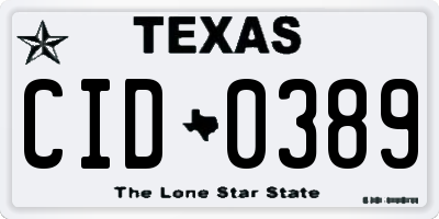 TX license plate CID0389
