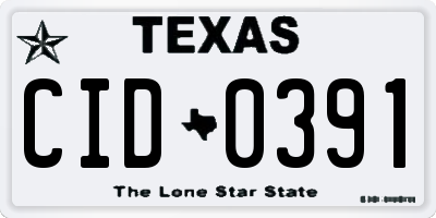 TX license plate CID0391