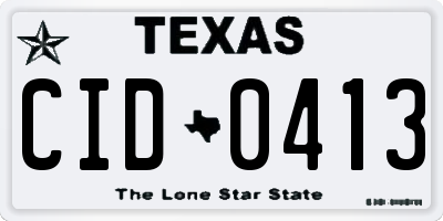 TX license plate CID0413