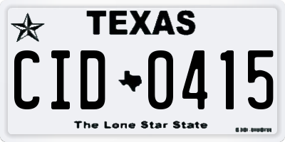 TX license plate CID0415