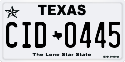 TX license plate CID0445
