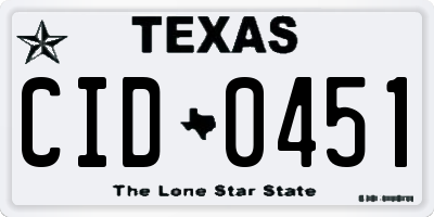 TX license plate CID0451