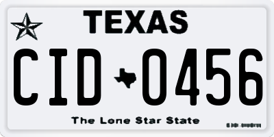 TX license plate CID0456