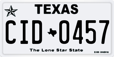 TX license plate CID0457