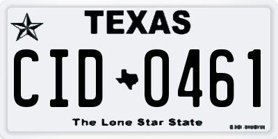TX license plate CID0461