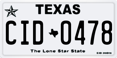 TX license plate CID0478